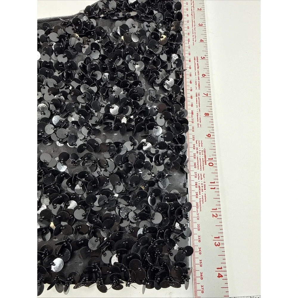 Y2K‎ 90's Sequined Black Chrome Style Slouch Hobo Shoulder Bag Pockets